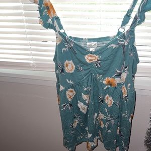 Greenish blue floral baby doll tank Torrid Size 0